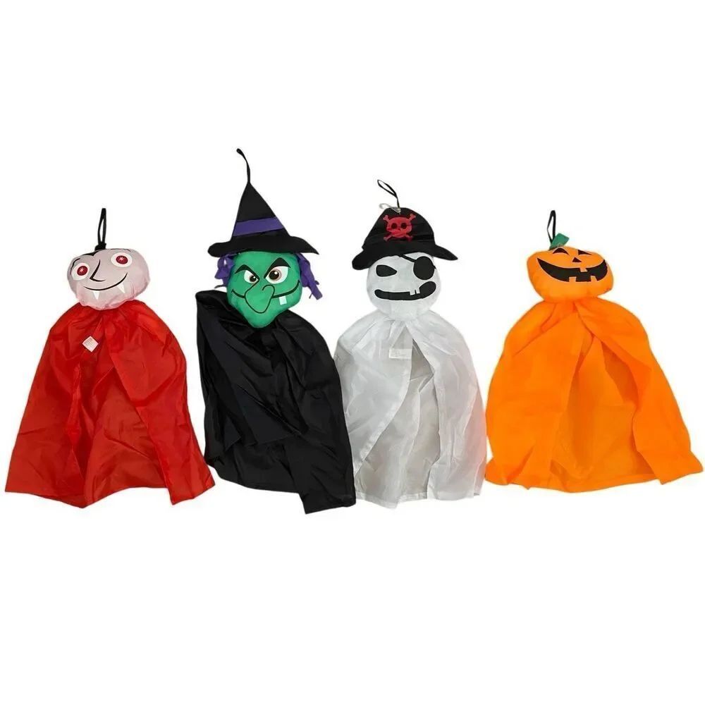 Lot Of 4 Hanging Halloween Decorations Home Decor Witch Vampire Pumpkin Ghost